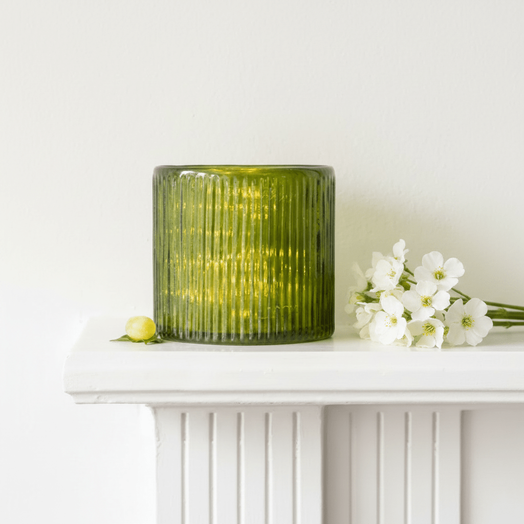 Ribbed Hurricane Glass Vintage Candle Holder - Mac and Lilly