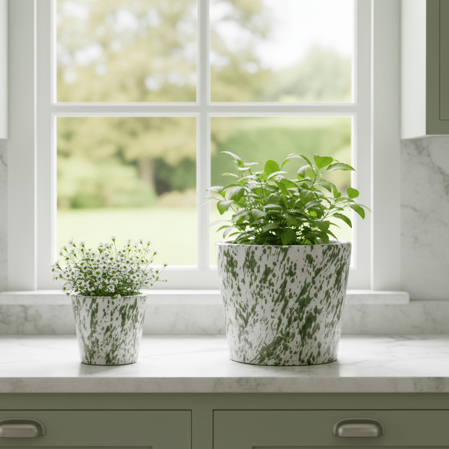 Green Splatter Ceramic Pot - Mac and Lilly