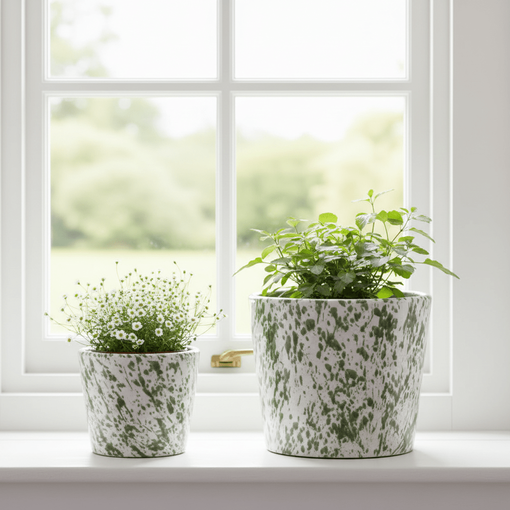 Green Splatter Ceramic Pot - Mac and Lilly