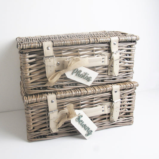 Storage Hamper with Personalised Wooden Tag - Gift Box