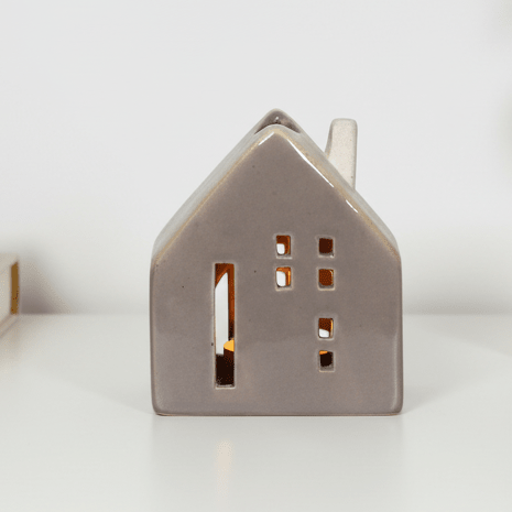 Ceramic Barn House Tea light Holder Rustic Style - Mac and Lilly