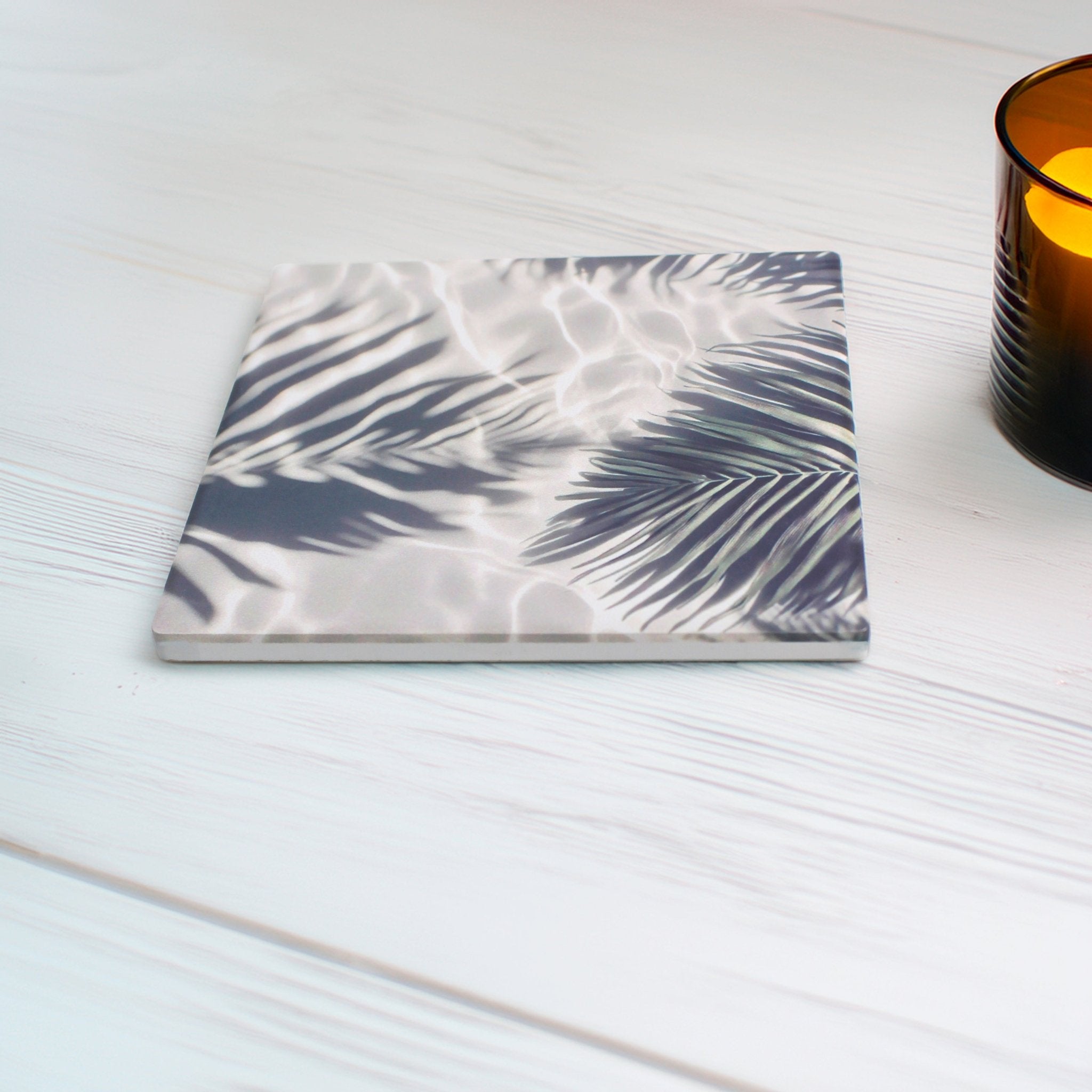 Jungle Leaf Pattern Ceramic Coaster - Mac and Lilly