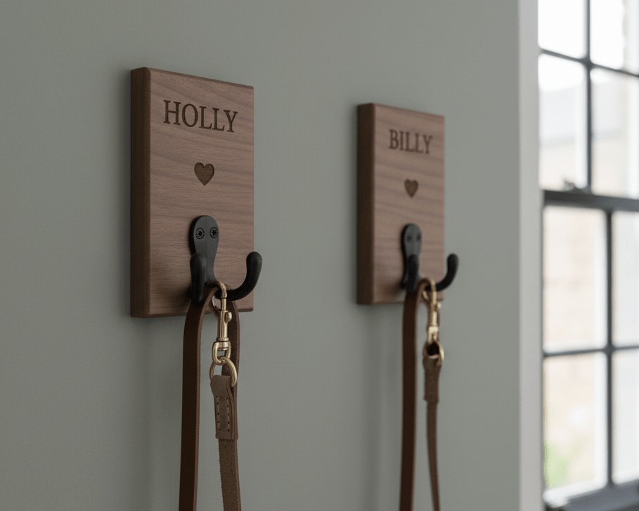 Personalised Slim Single Wall Hook | Oak or Walnut | Icon Collection - Mac and Lilly