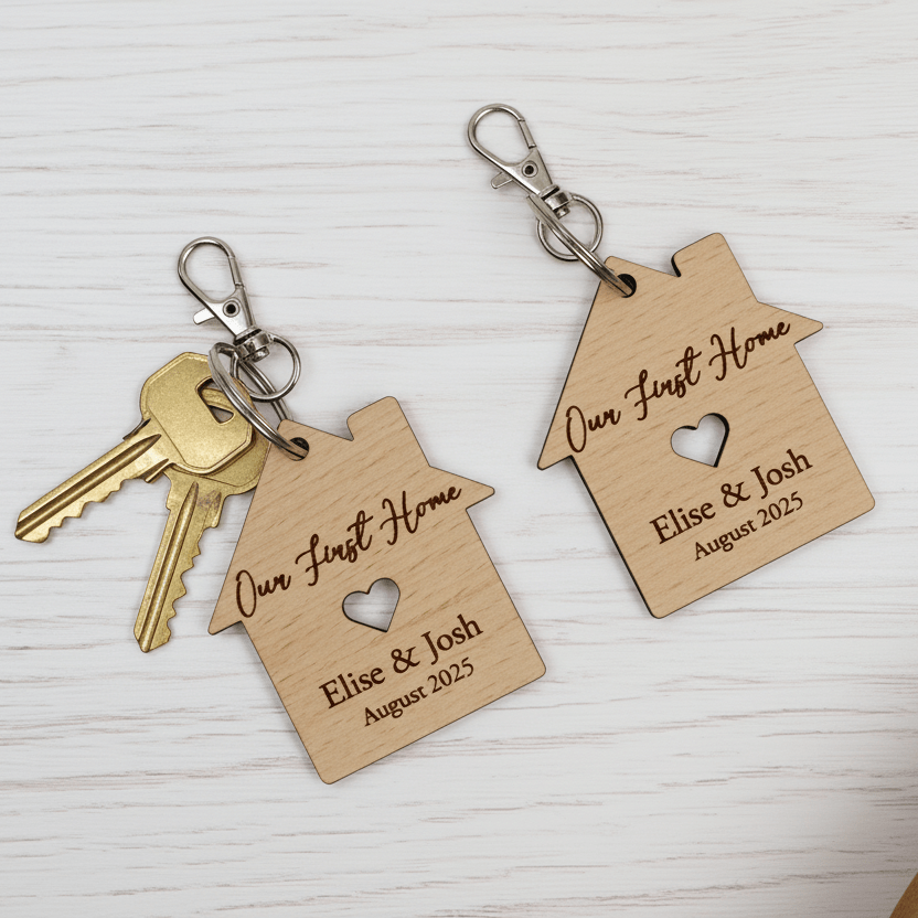 Personalised First Home Keyring Set - Mac and Lilly