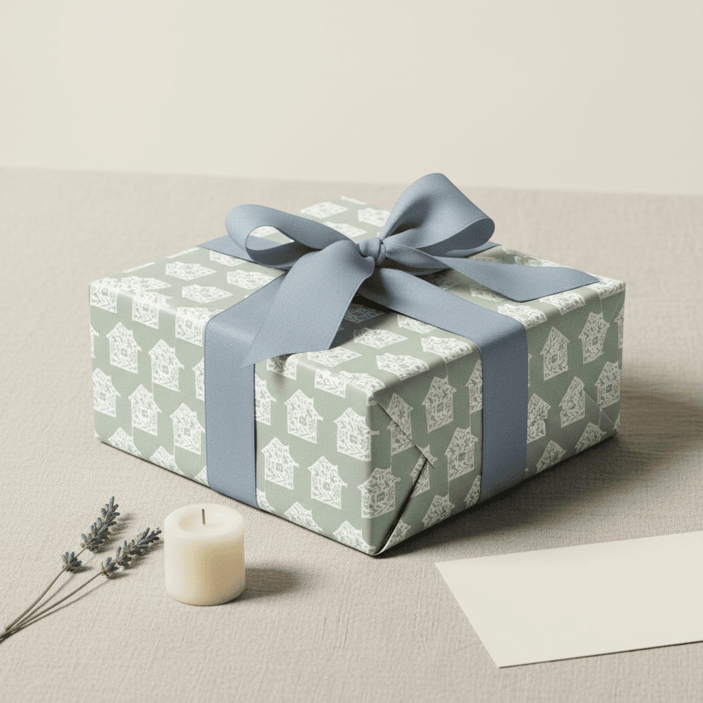 House - Themed Luxury Wrapping Paper in 4 Colours - Mac and Lilly