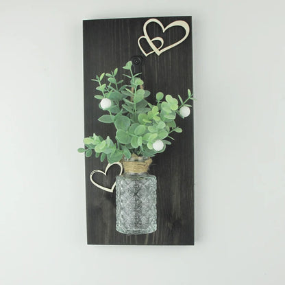Vintage Style Wall Decor with Raised Love Heart Design- Vase Included
