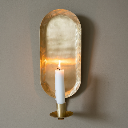 Brass Wall Sconce with Textured Hammered Finish