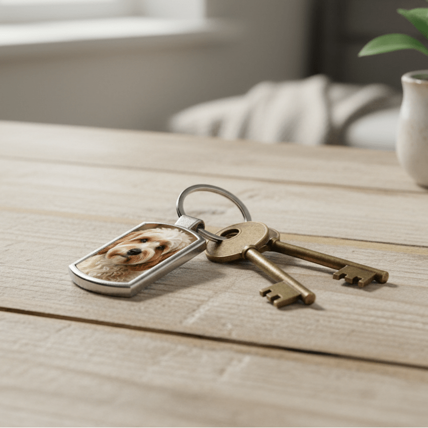 Personalised Memorial Pet Keyring with Photo - Mac and Lilly