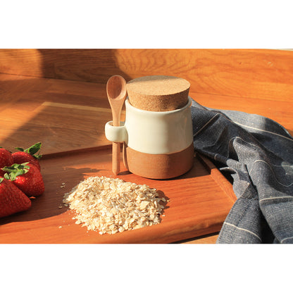 Our Cubby Handmade Ceramic Storage Pot with Cork Lid & Spoon