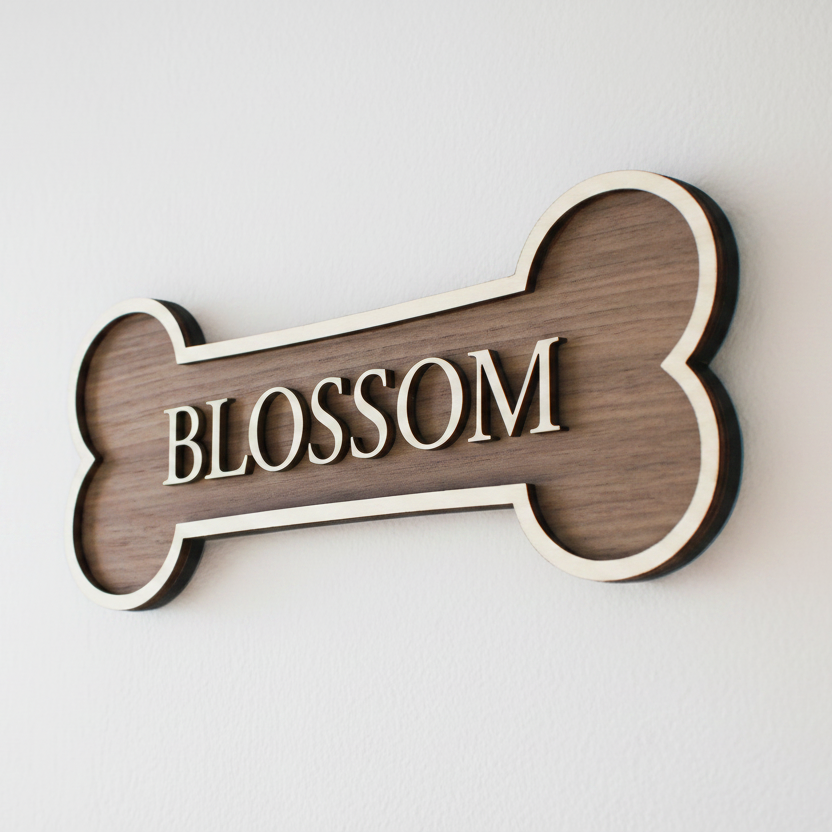 Personalised dog bone sign - Blossom