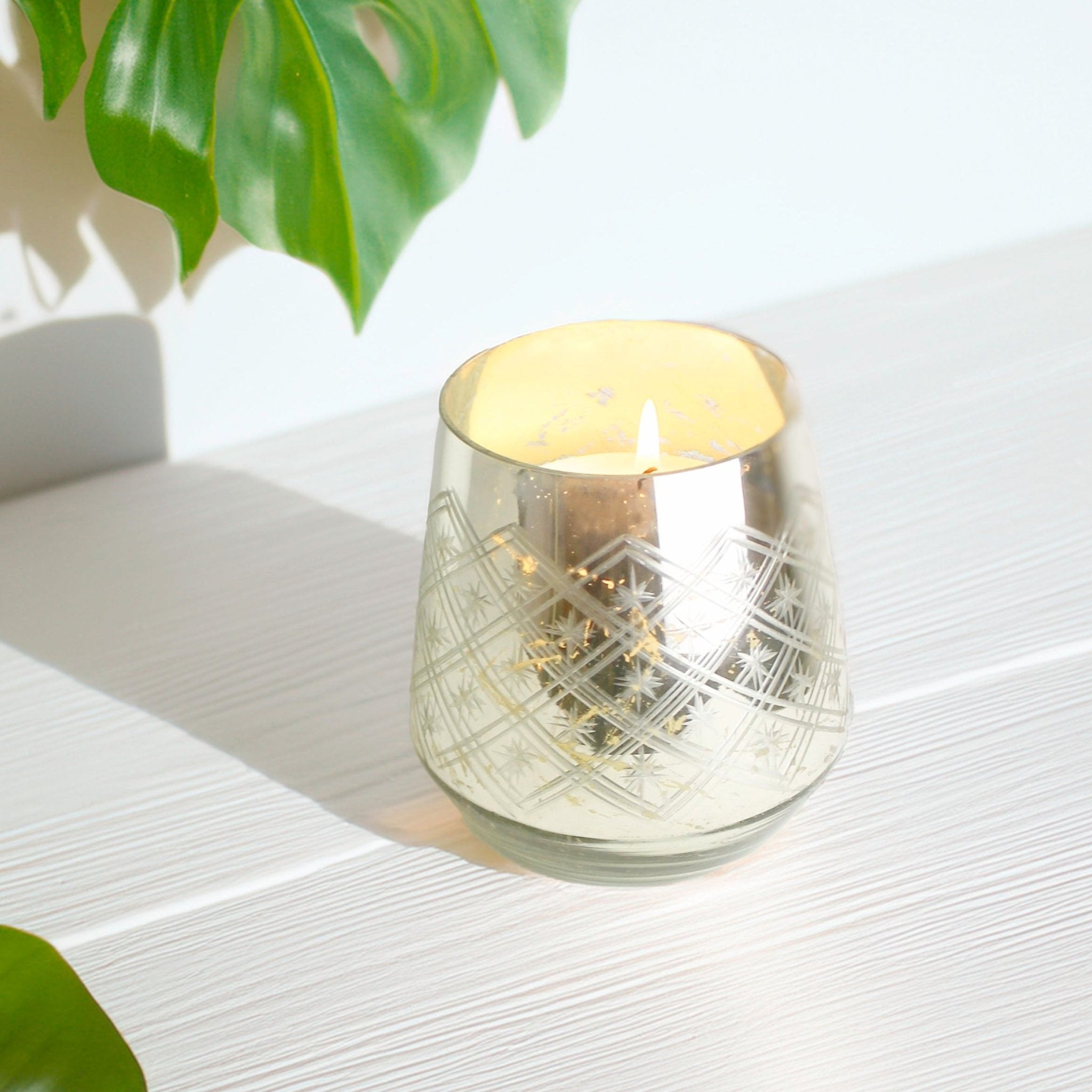 Silver and Gold Foil Effect Candle Holder - Mac and Lilly