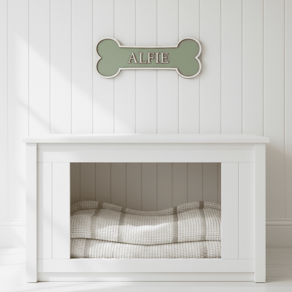 Personalised Dog Wall Sign – Handcrafted Bone Shape with Name - Mac and Lilly