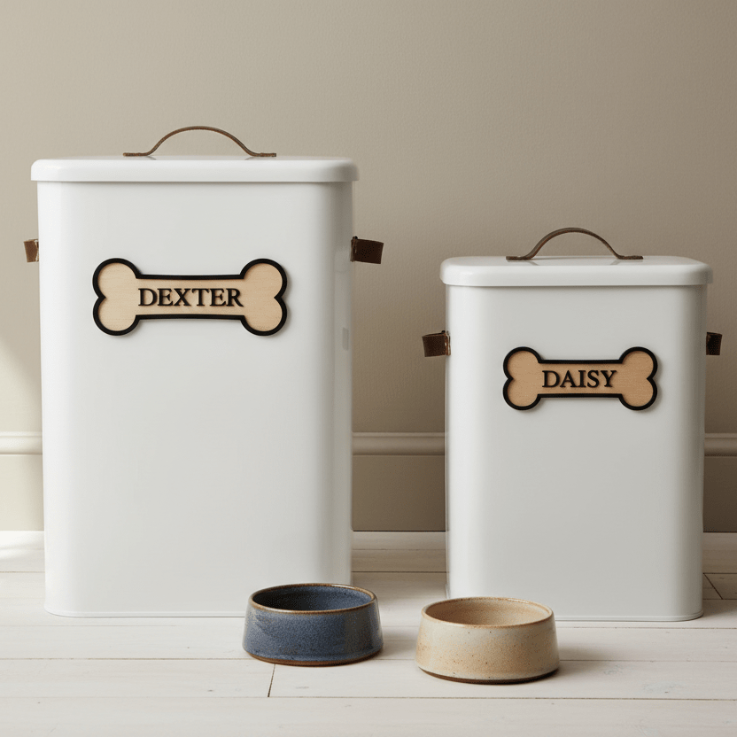 Personalised Pet Food Storage Bin with Scoop - Mac and Lilly