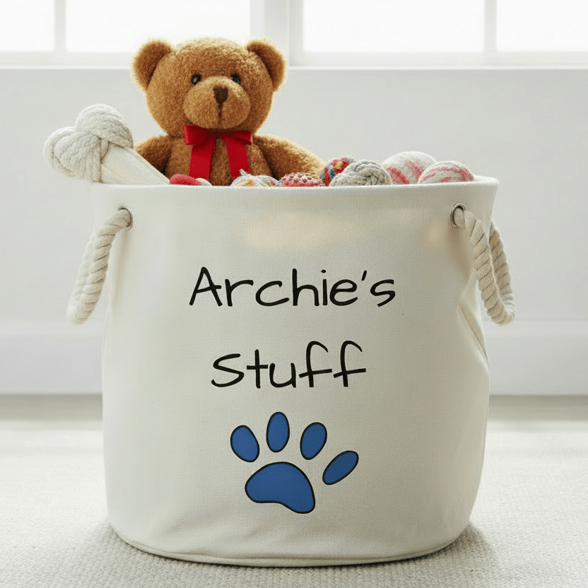 Personalised Dog Toy Storage Basket | Canvas Toy Trug - Mac and Lilly