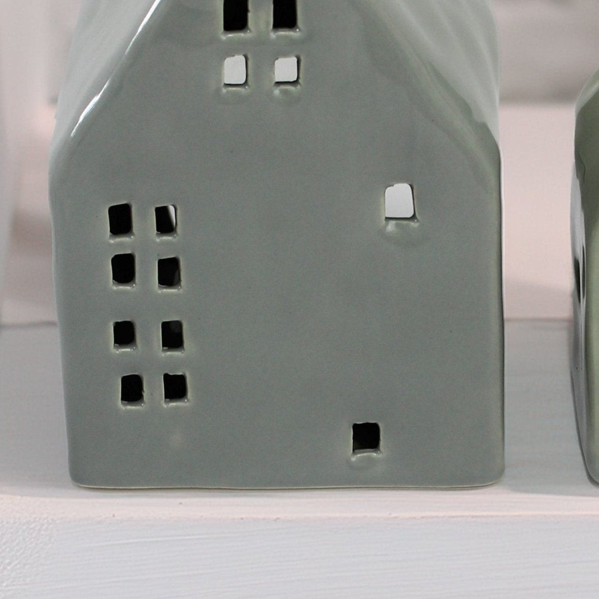 Glazed Ceramic Candle House in Sage Green or Teal - Mac and Lilly