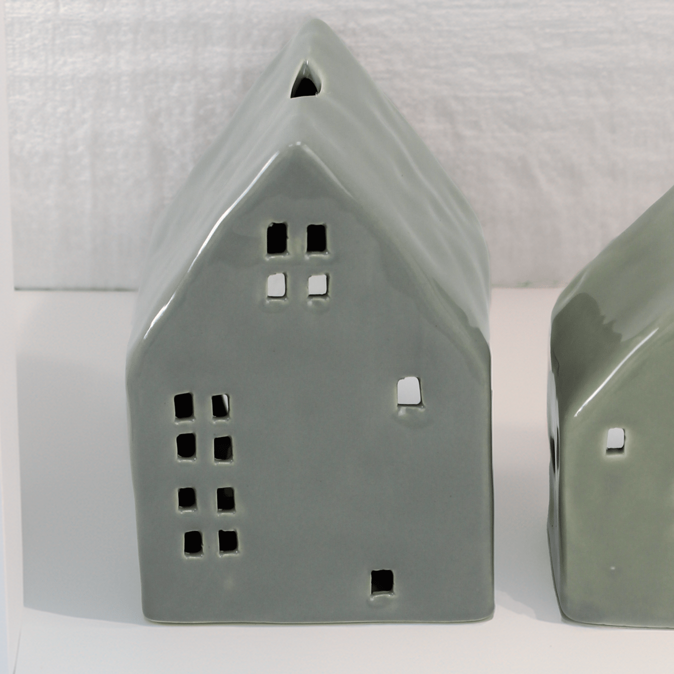 Glazed Ceramic Candle House in Sage Green or Teal - Mac and Lilly