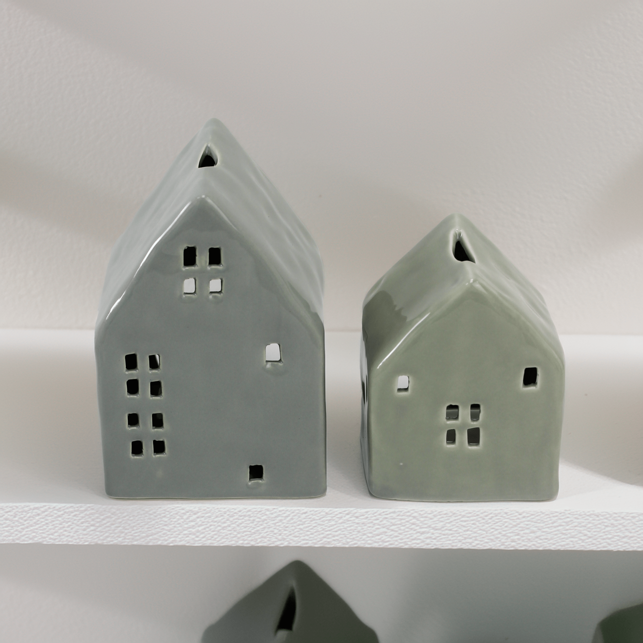Glazed Ceramic Candle House in Sage Green or Teal - Mac and Lilly