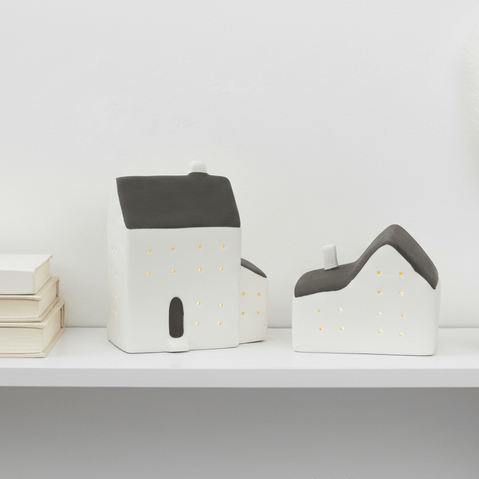 Glowing Ceramic LED Houses – Two Styles - Mac and Lilly