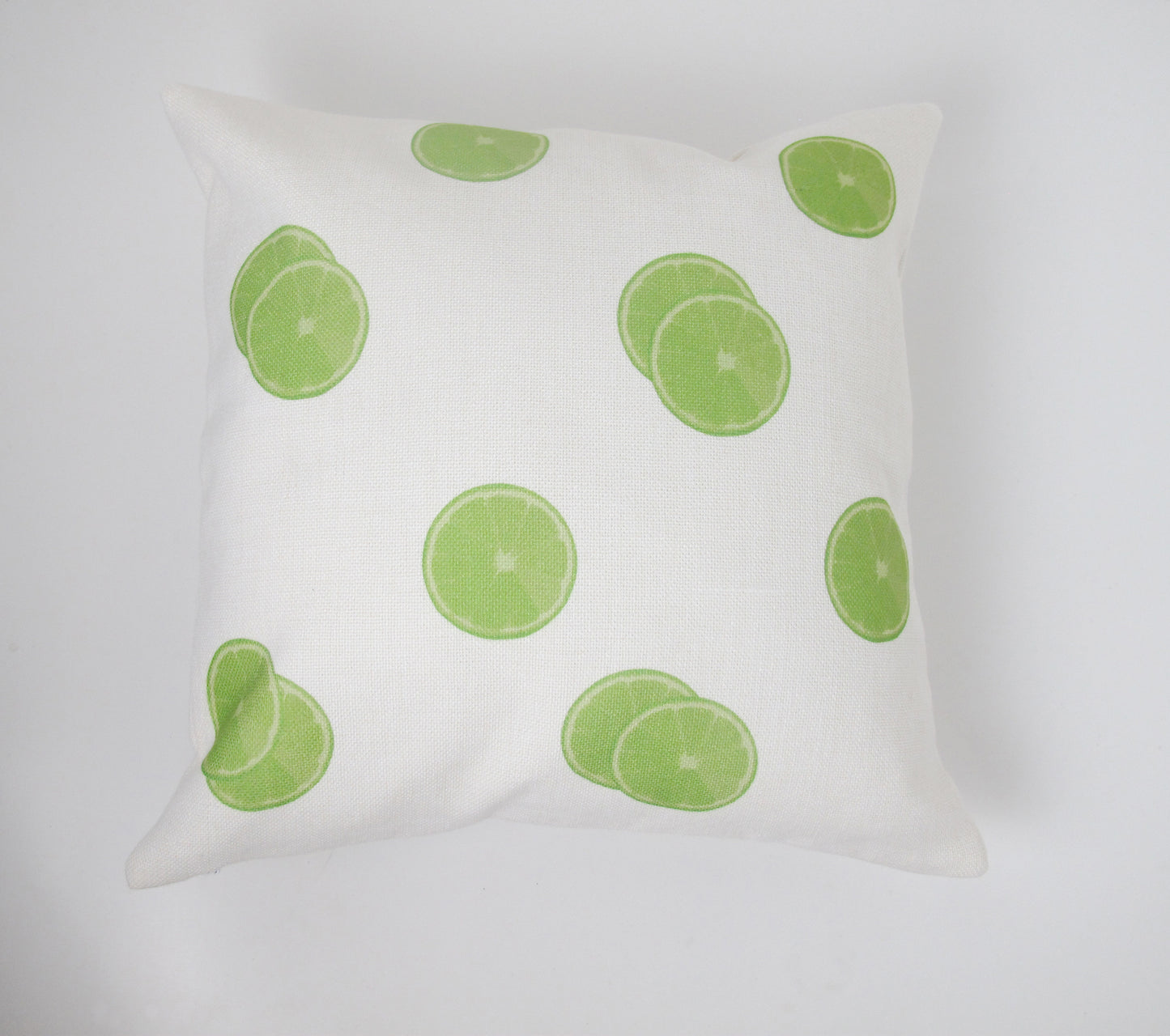 Zesty Lime Slices Cream Linen Cushion