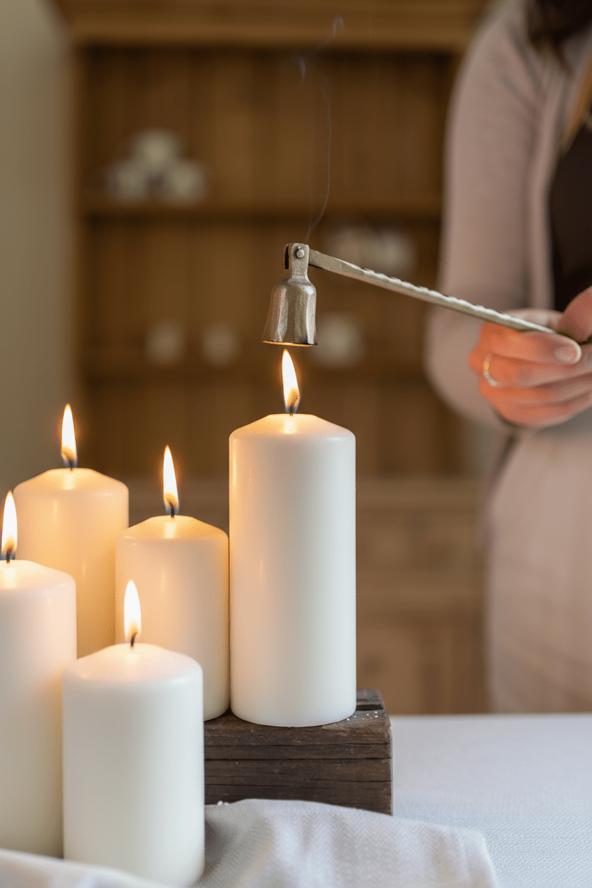 Brass Classic Long Arm Candle Snuffer - Hand Forged - Mac and Lilly