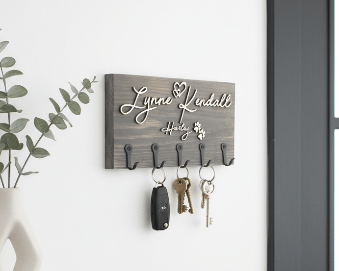 Personalised Wall - Mounted Key Holder - Mac and Lilly