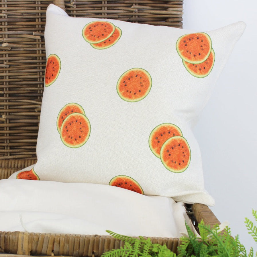 Juicy Watermelon Slices Linen Cushion