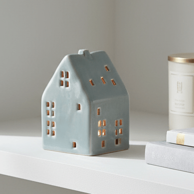 Glazed Ceramic Candle House in Sage Green or Teal - Mac and Lilly