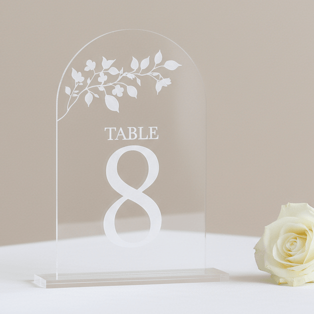 Engraved Acrylic Wedding Table Numbers - 3 Designs - Mac and Lilly