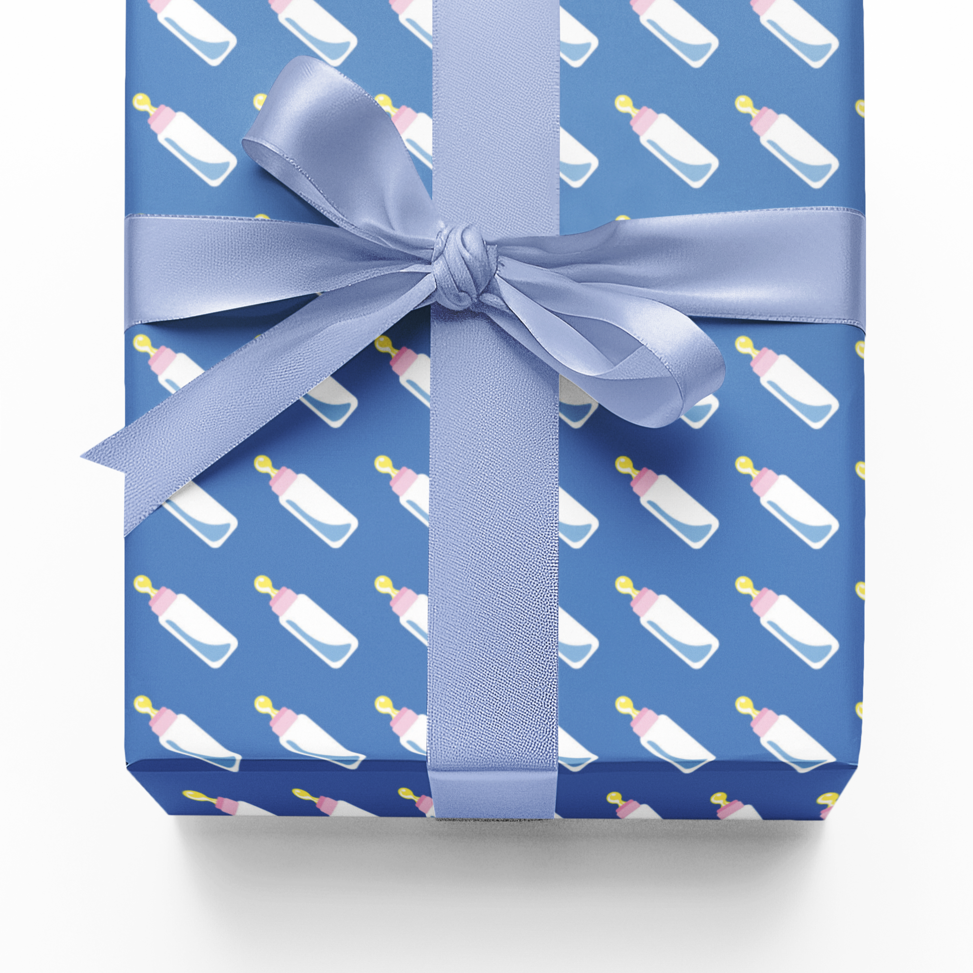 bright blue gift wrap for new baby baby bottles design