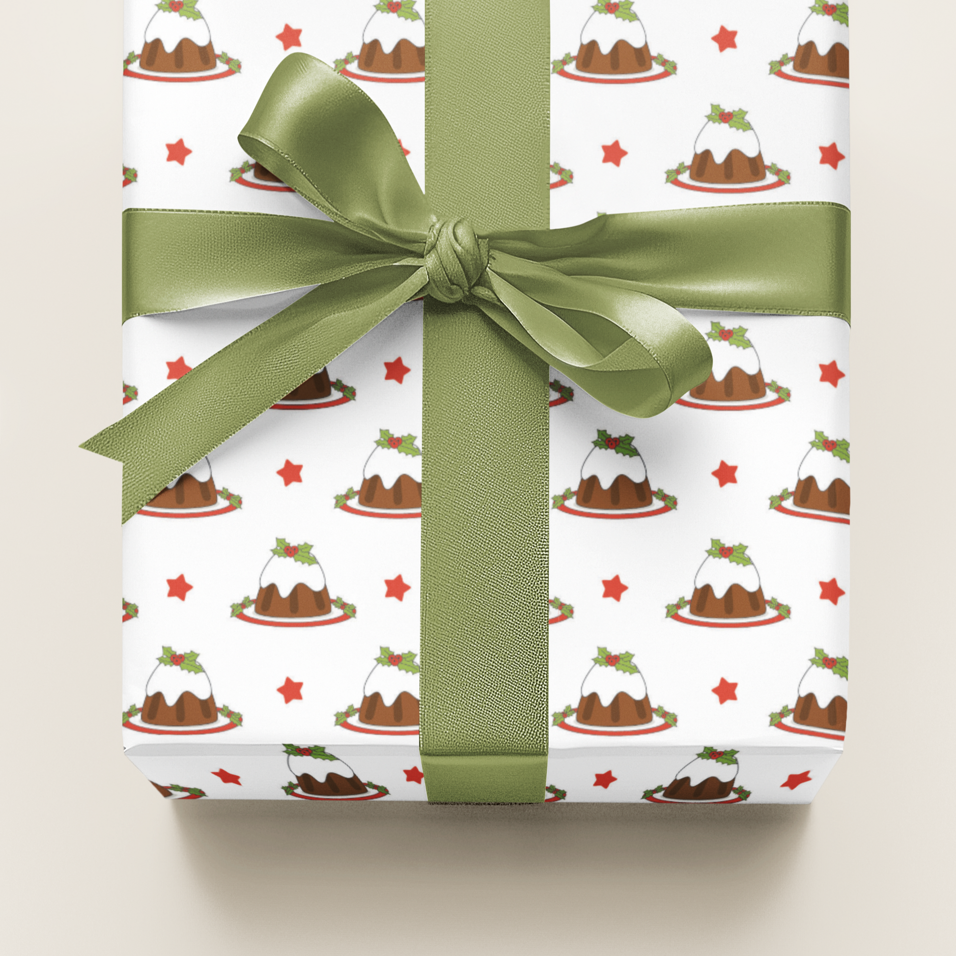 Christmas gift wrap with Christmas Pudding, Quirky original paper