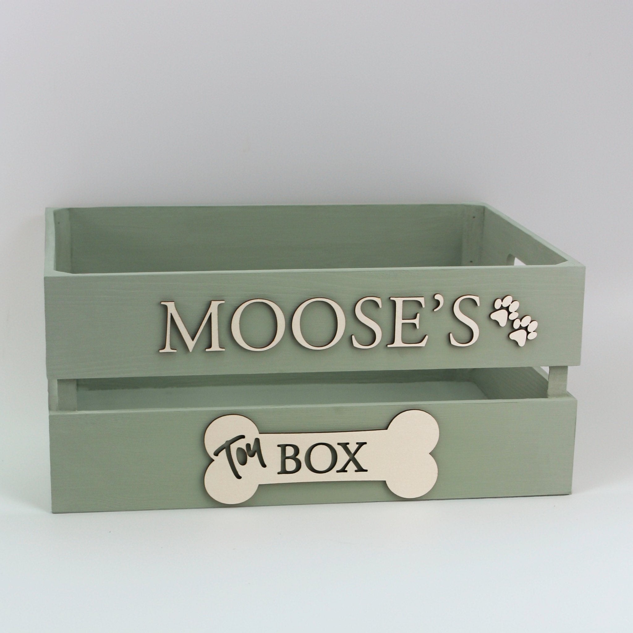 Personalised Wooden Pet Toy Box - Mac and Lilly