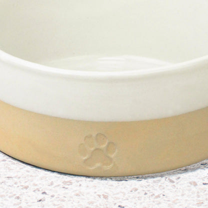 Handcrafted Stoneware Pet Bowl – Milk White