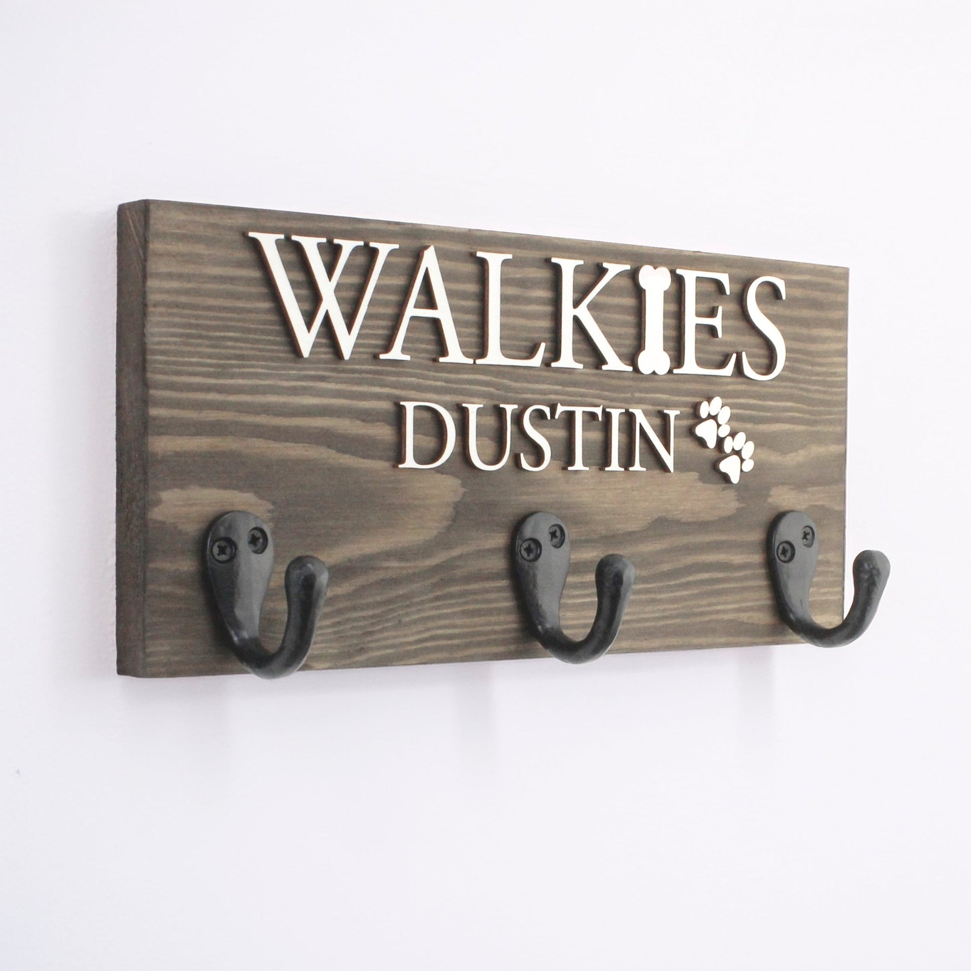 Personalised Solid Wood Dog Lead Hook - Mac and Lilly