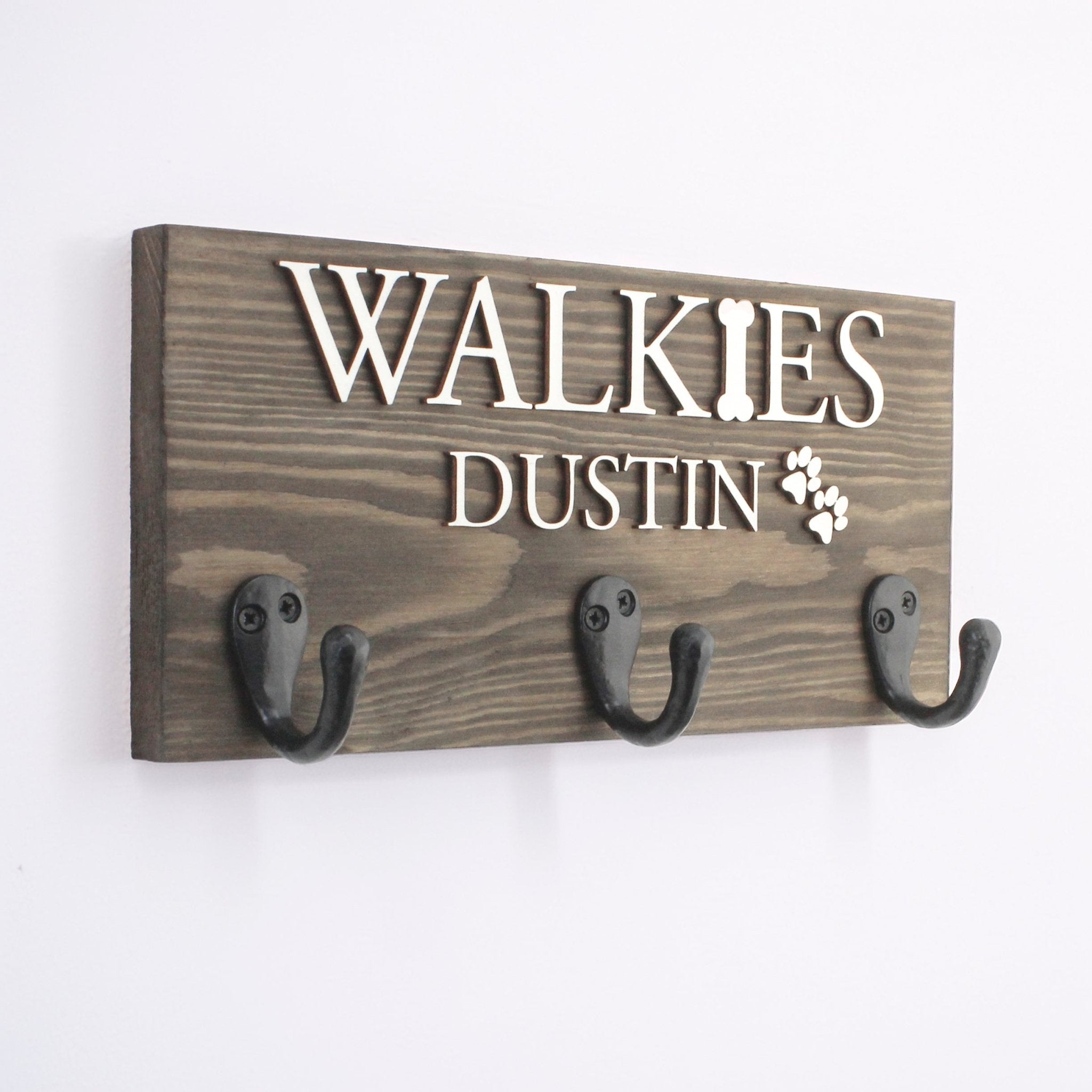 Personalised Solid Wood Dog Lead Hook - Mac and Lilly