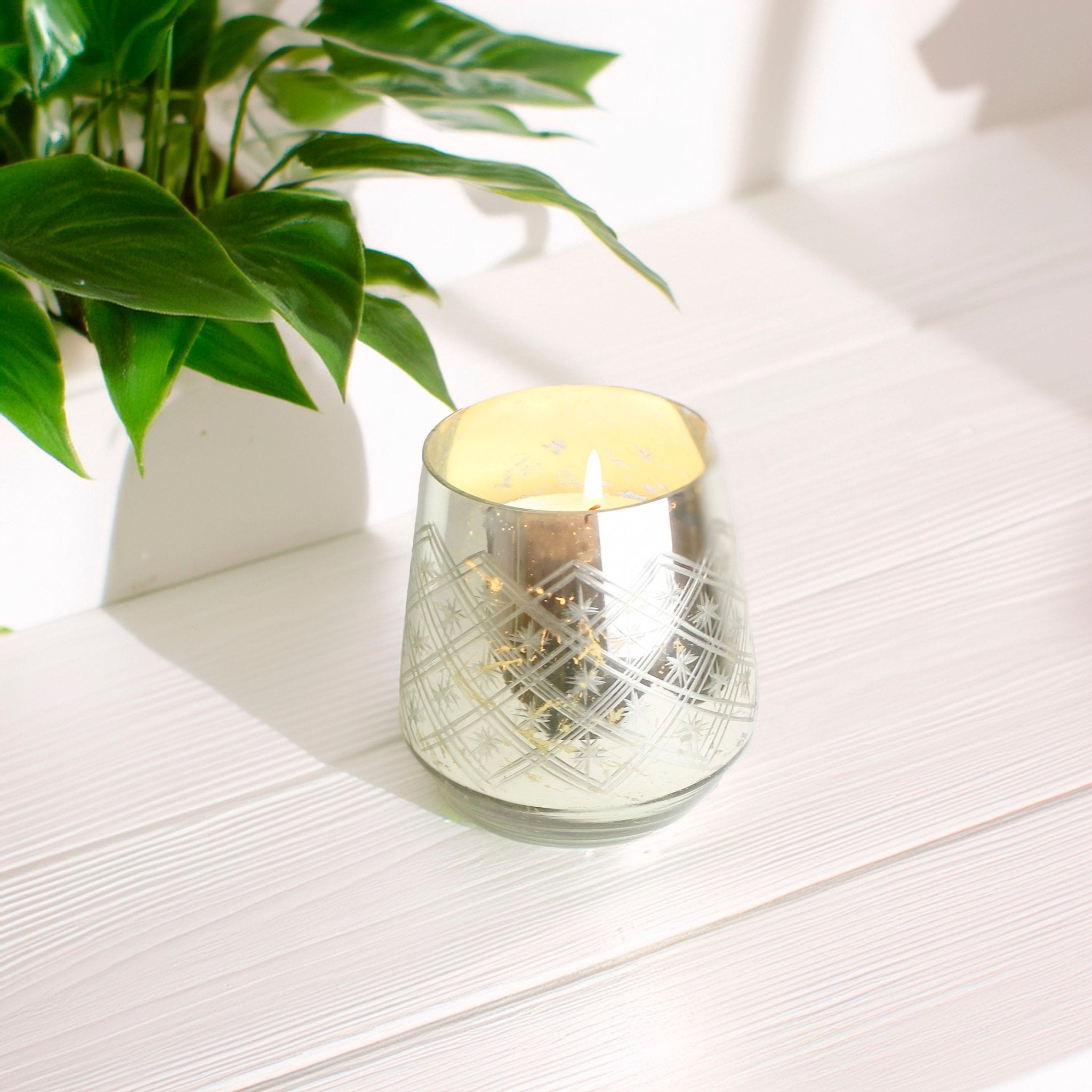 Silver and Gold Foil Effect Candle Holder - Mac and Lilly