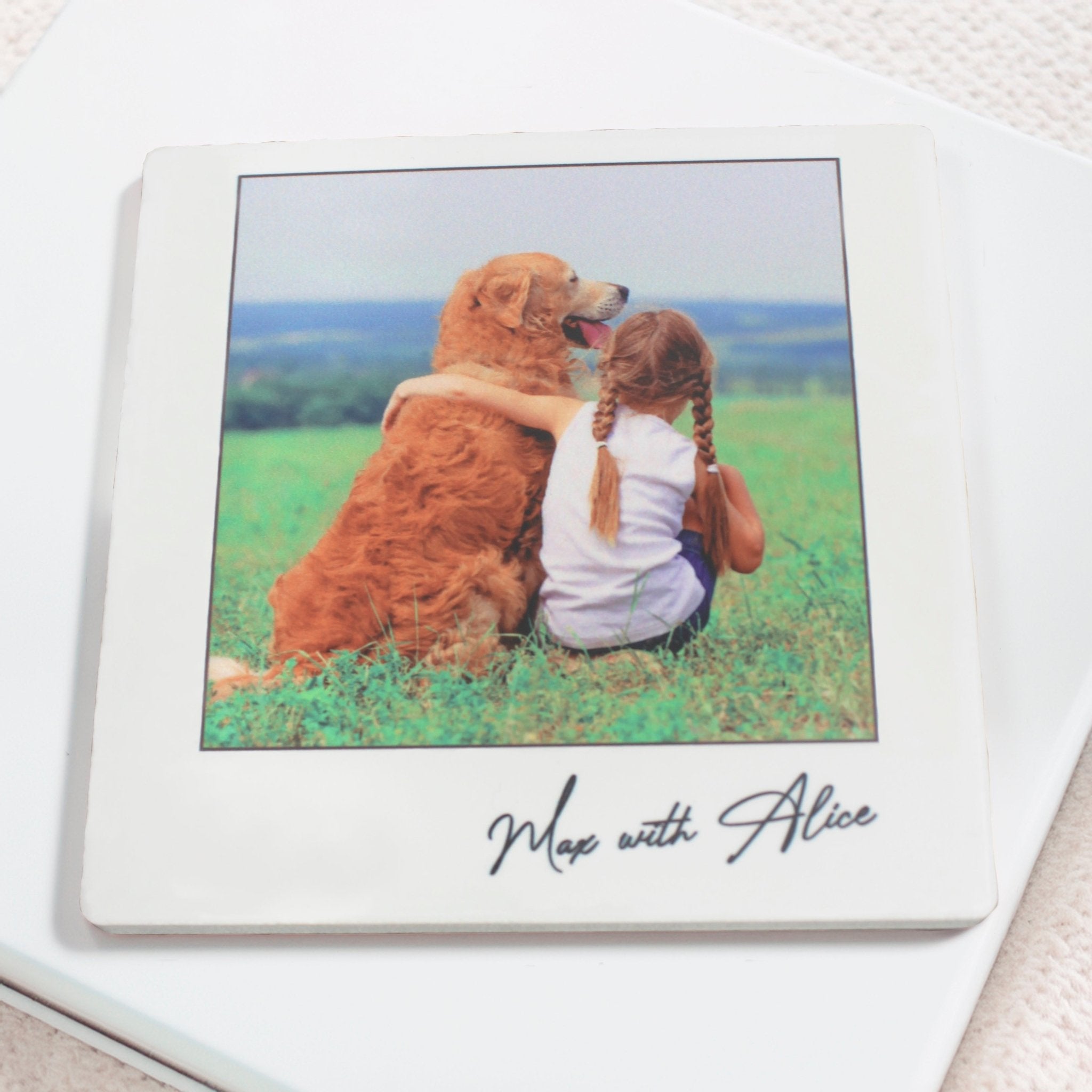 Personalised Photo Ceramic Coaster - Mac and Lilly
