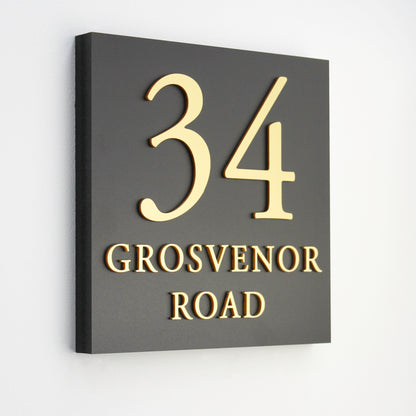 Waverton Square House Sign with a Choice of Gold, Silver or Wood Effect Lettering