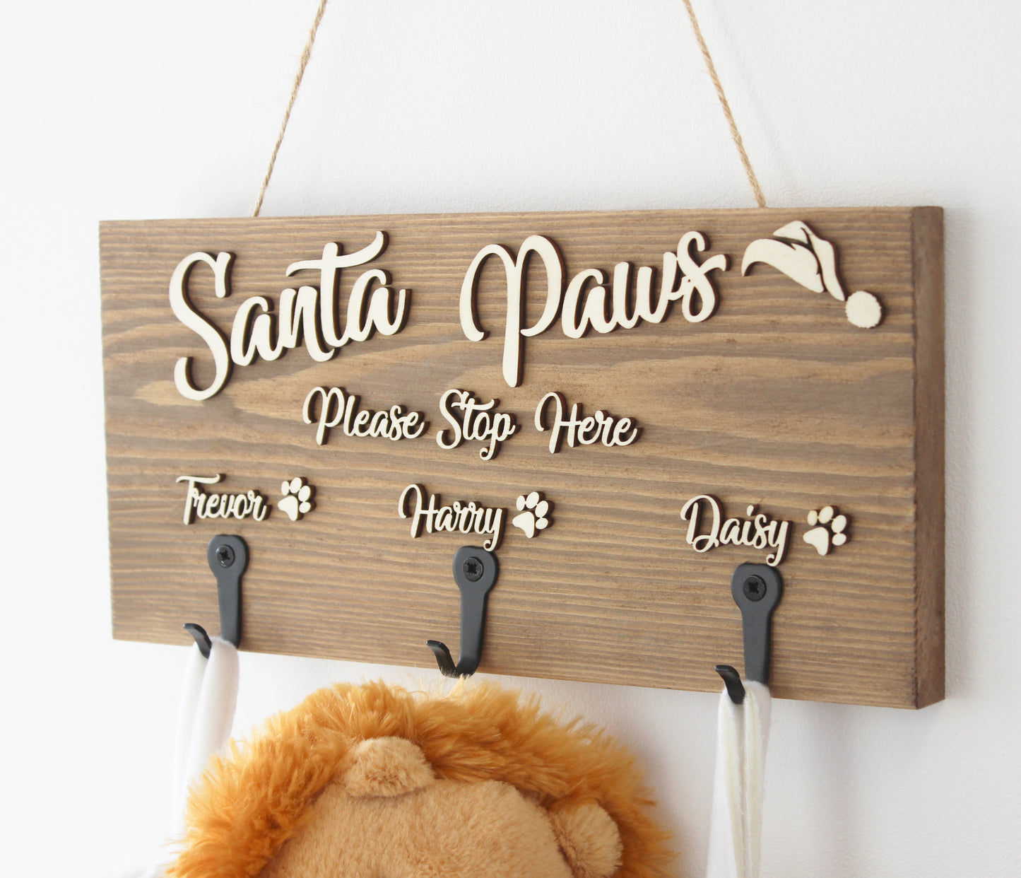 Pets Christmas Stocking Hanger -'Santa Paws Please Stop Here'