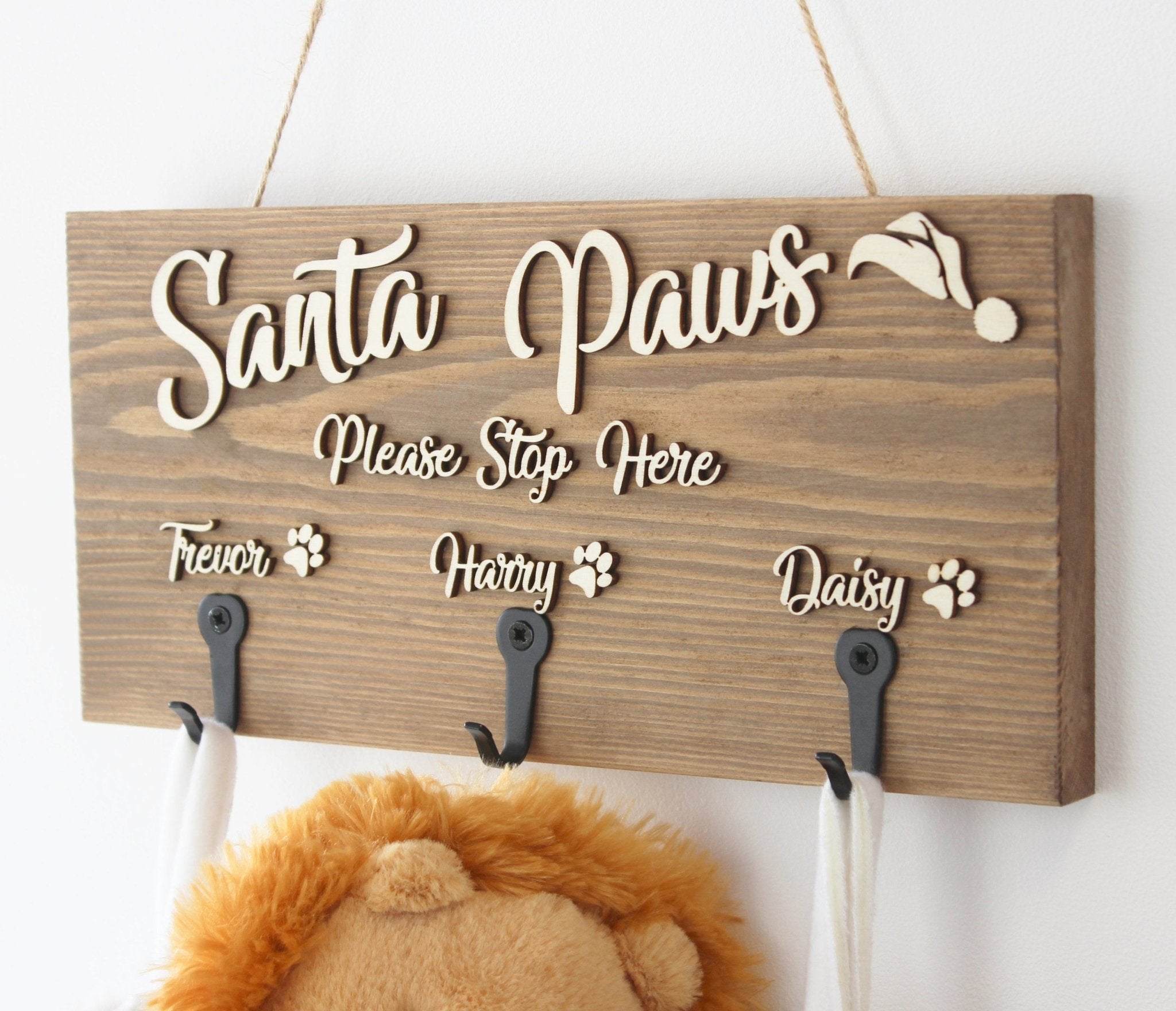 Pets Christmas Stocking Hanger - 'Santa Paws Please Stop Here' - Mac and Lilly