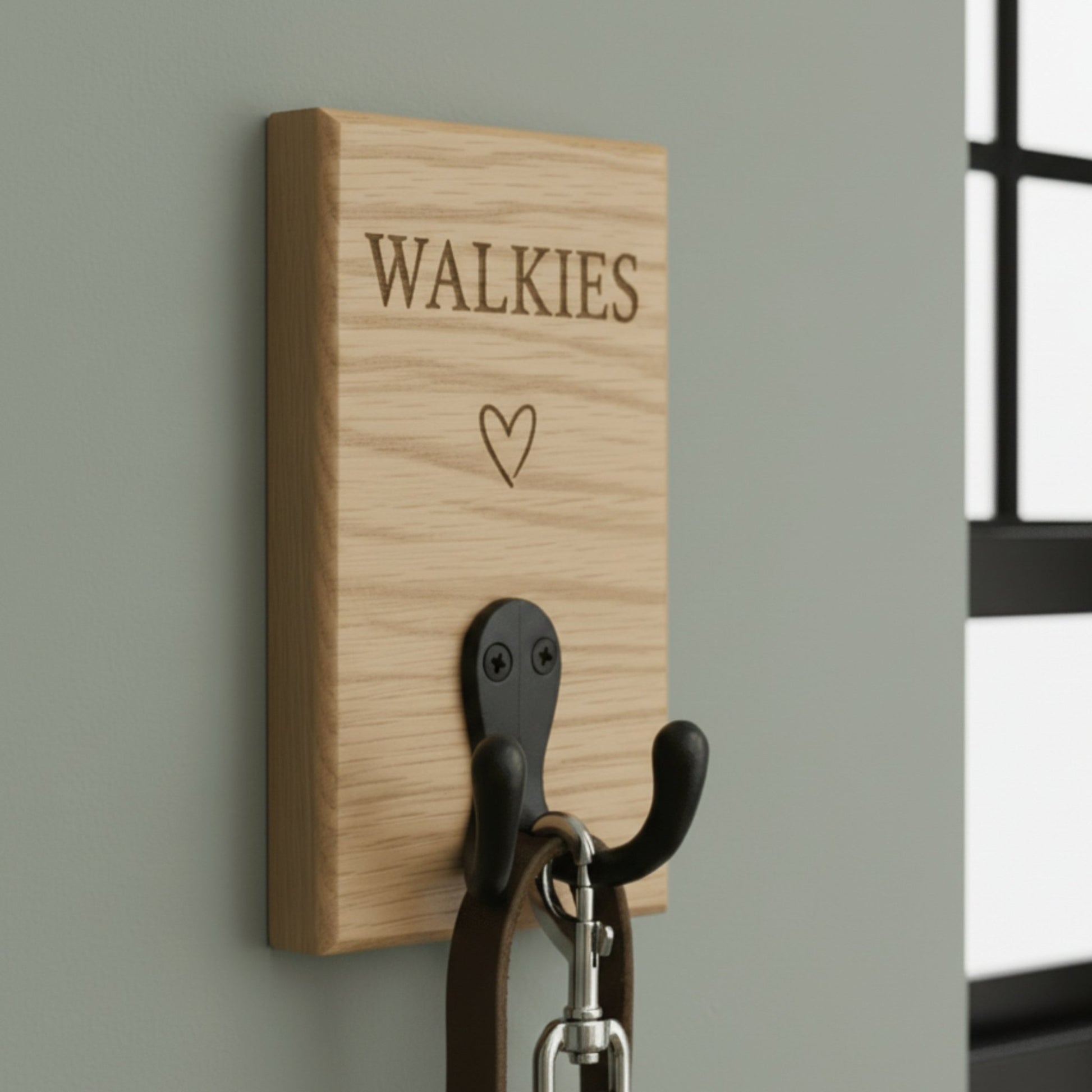 Personalised Slim Single Wall Hook | Oak or Walnut | Icon Collection - Mac and Lilly