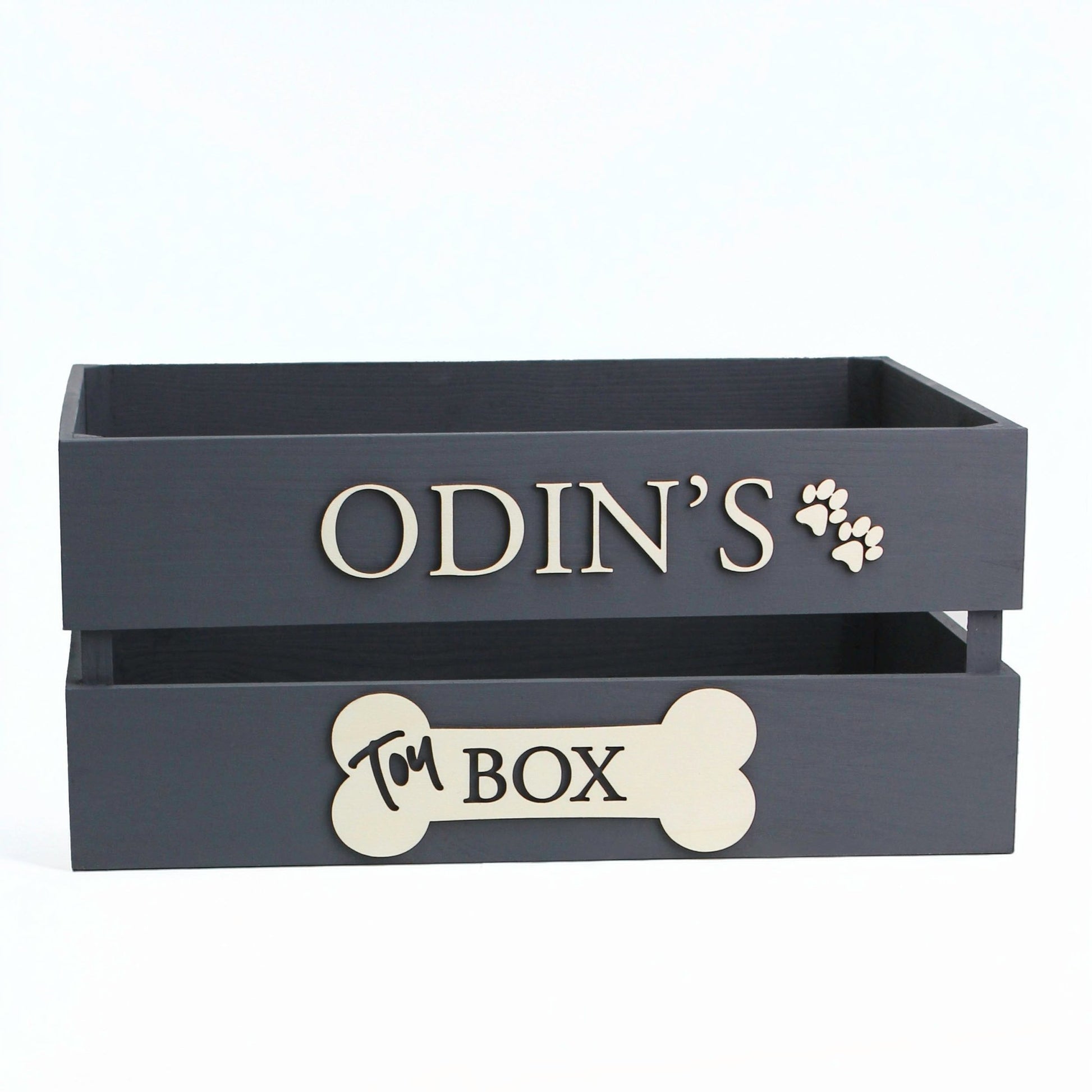 Personalised Wooden Pet Toy Box - Mac and Lilly