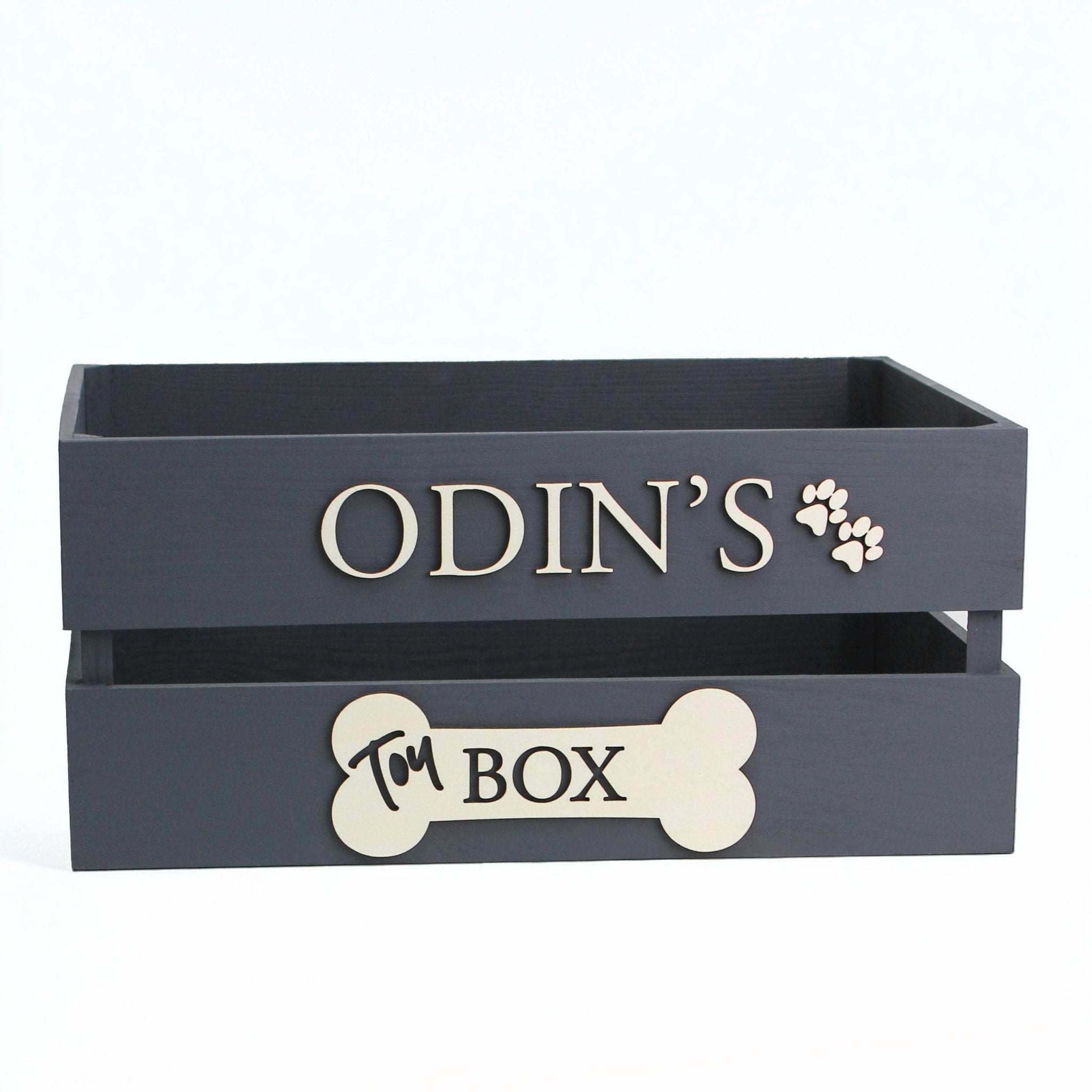 Personalised Wooden Pet Toy Box - Mac and Lilly