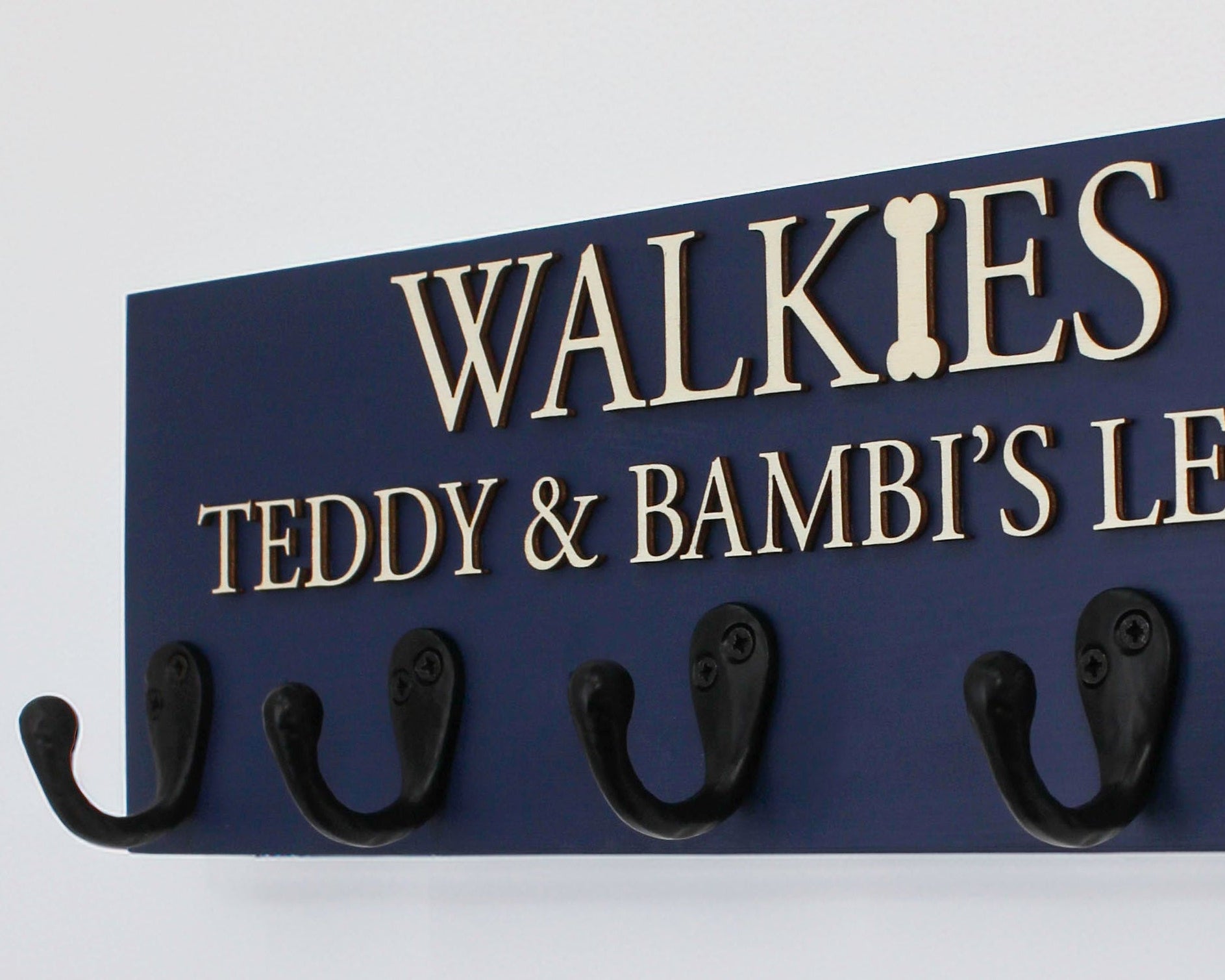 Personalised Dog Lead Hook | Solid Wood | Curated Painted Collection - Mac and Lilly
