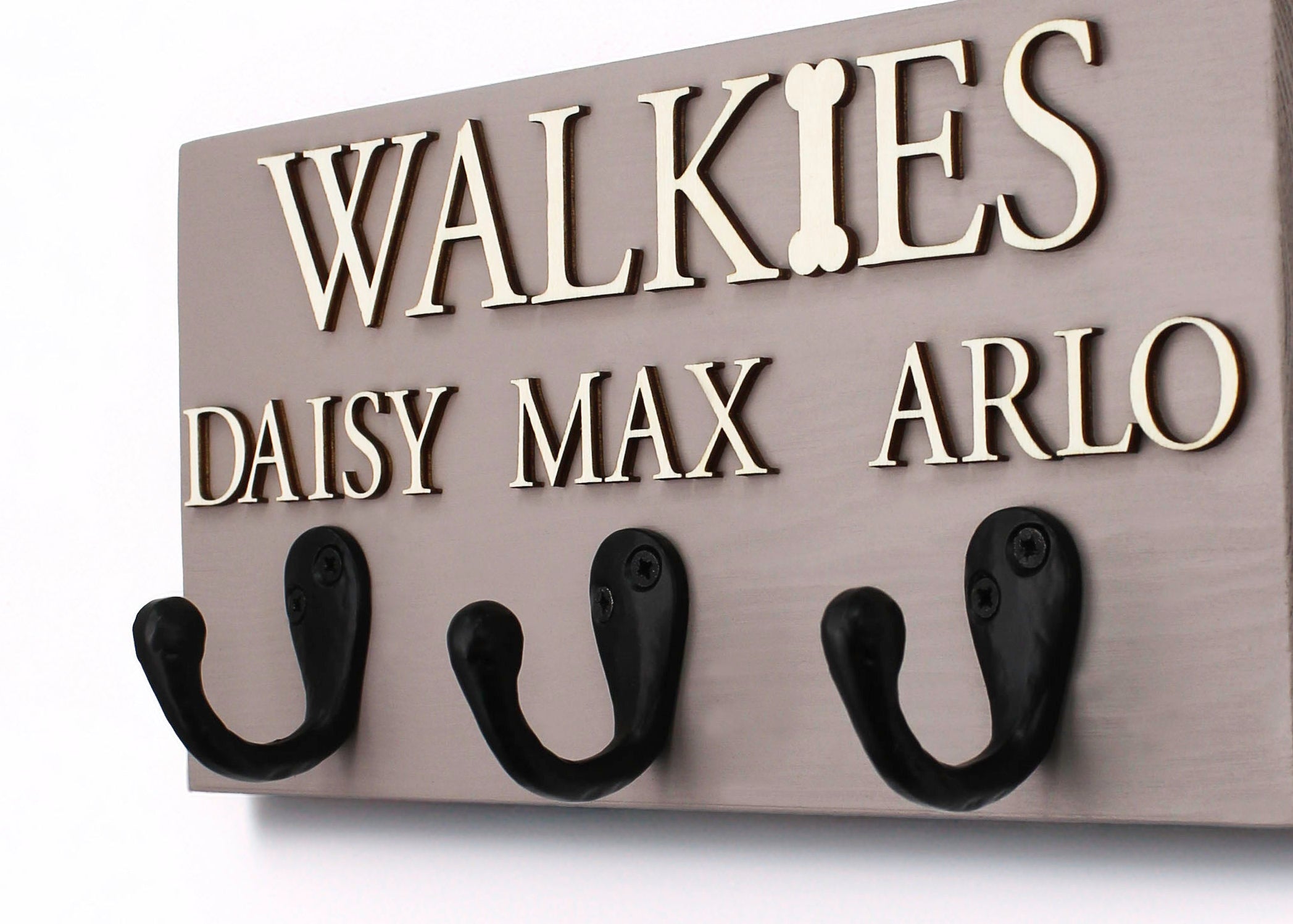 Personalised Dog Lead Hook | Solid Wood | Curated Painted Collection - Mac and Lilly