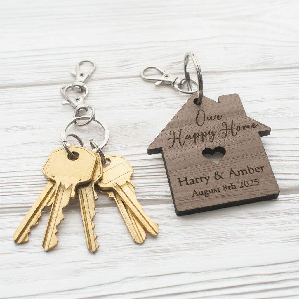 Personalised First Home Keyring Set - Mac and Lilly