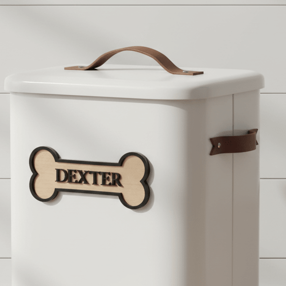 Personalised Pet Food Storage Bin with Scoop - Mac and Lilly