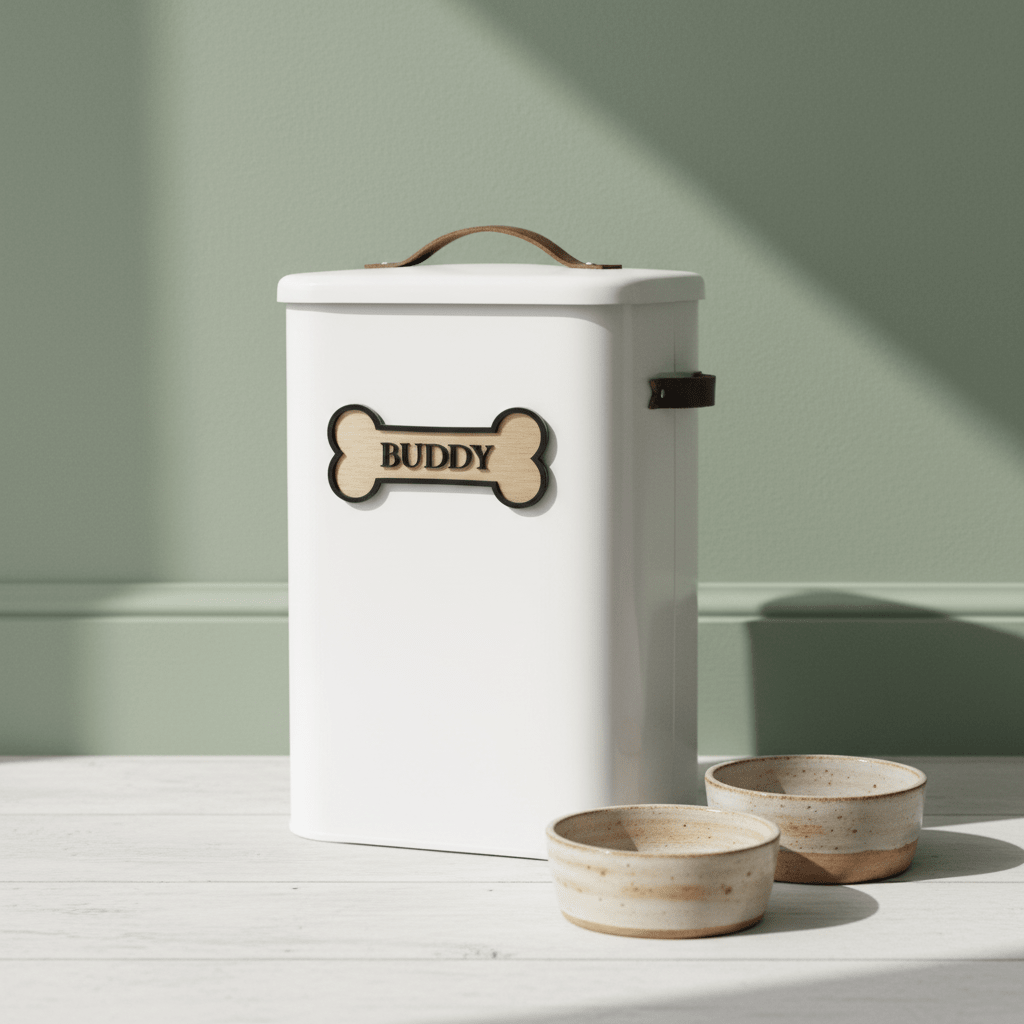 Personalised Pet Food Storage Bin with Scoop - Mac and Lilly