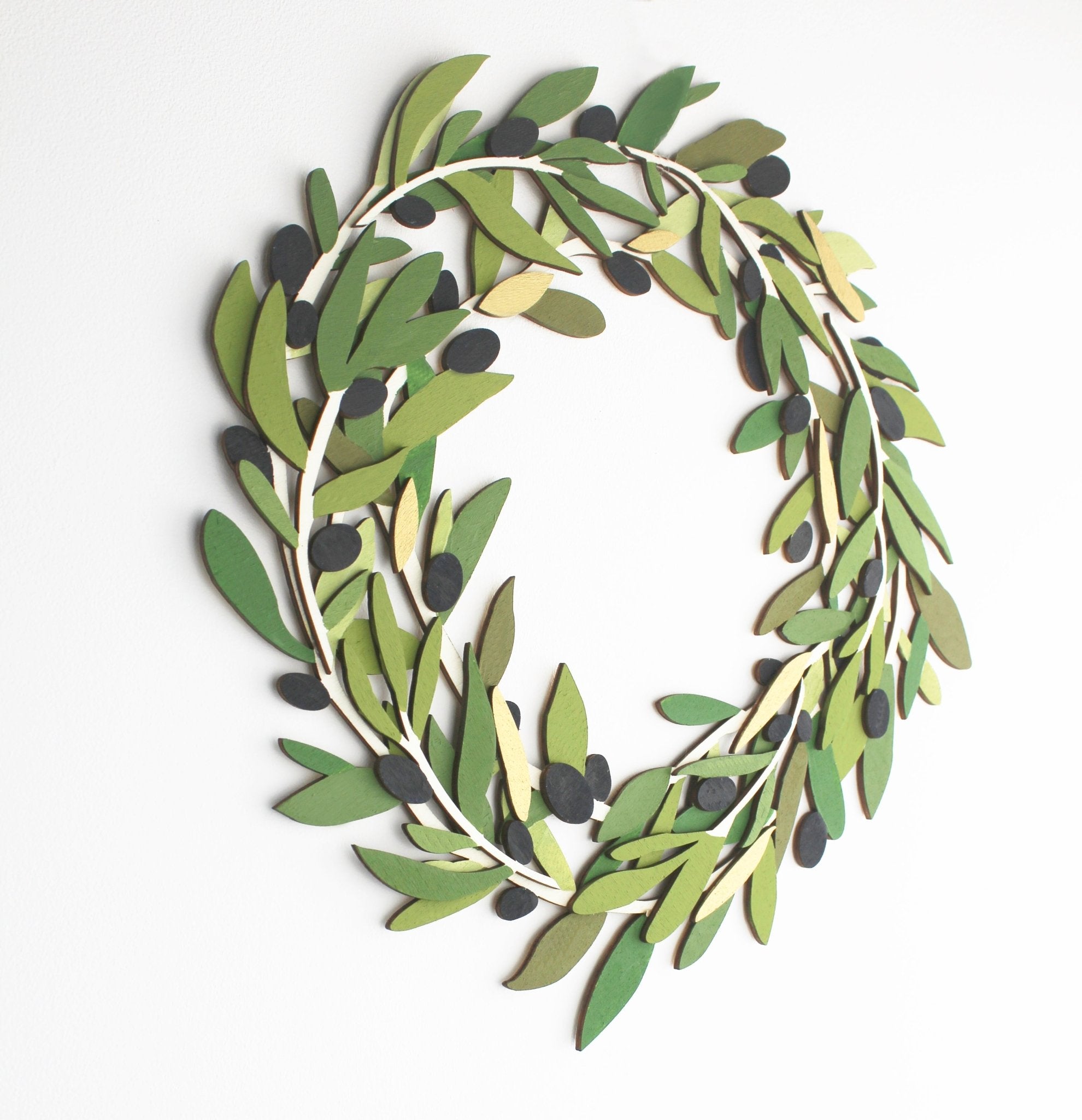 Hand painted Wooden Olive Wreath – Rustic Kitchen & Dining Wall Decor - Mac and Lilly