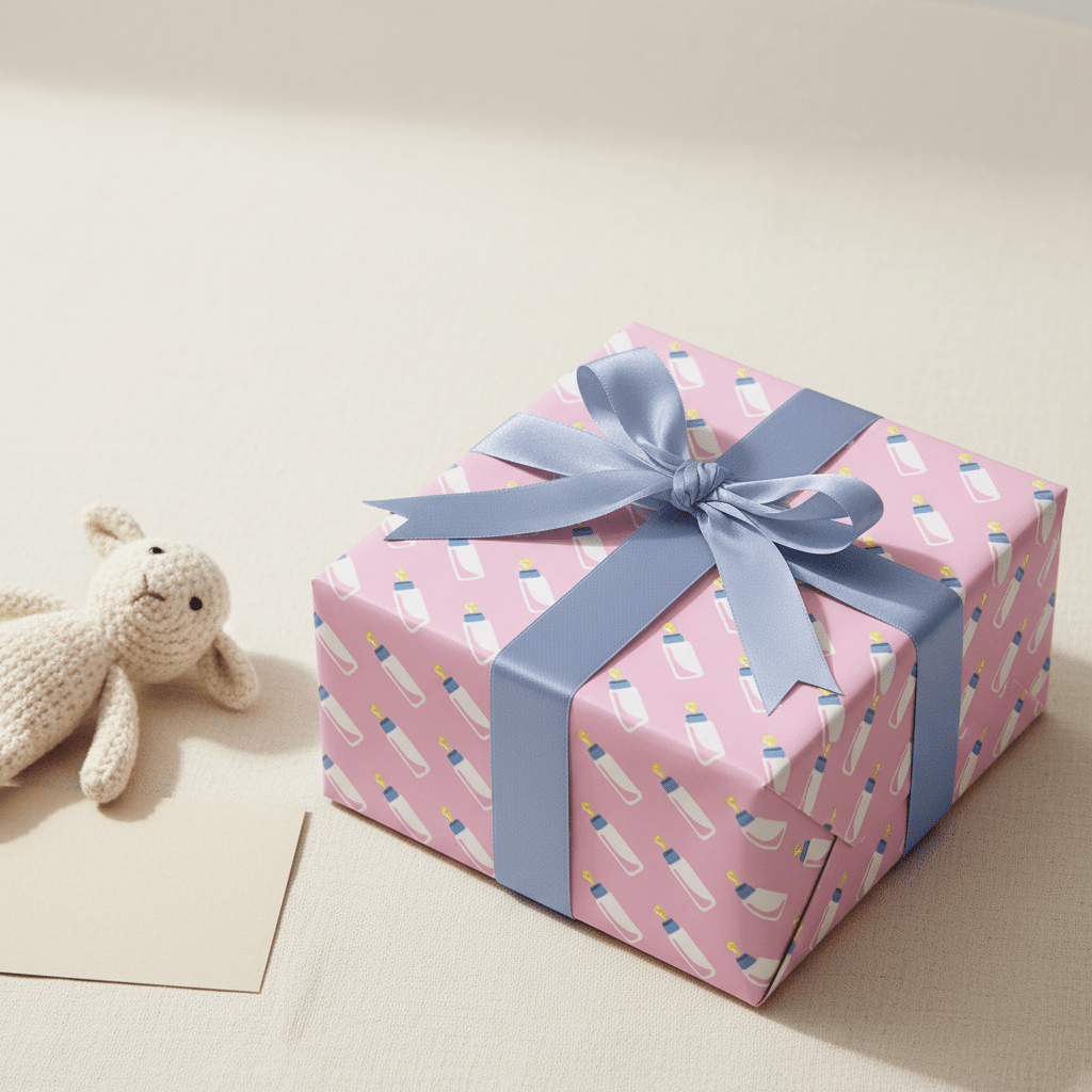 Baby Bottle Luxury Gift Wrap Set – Pink or Blue - Mac and Lilly