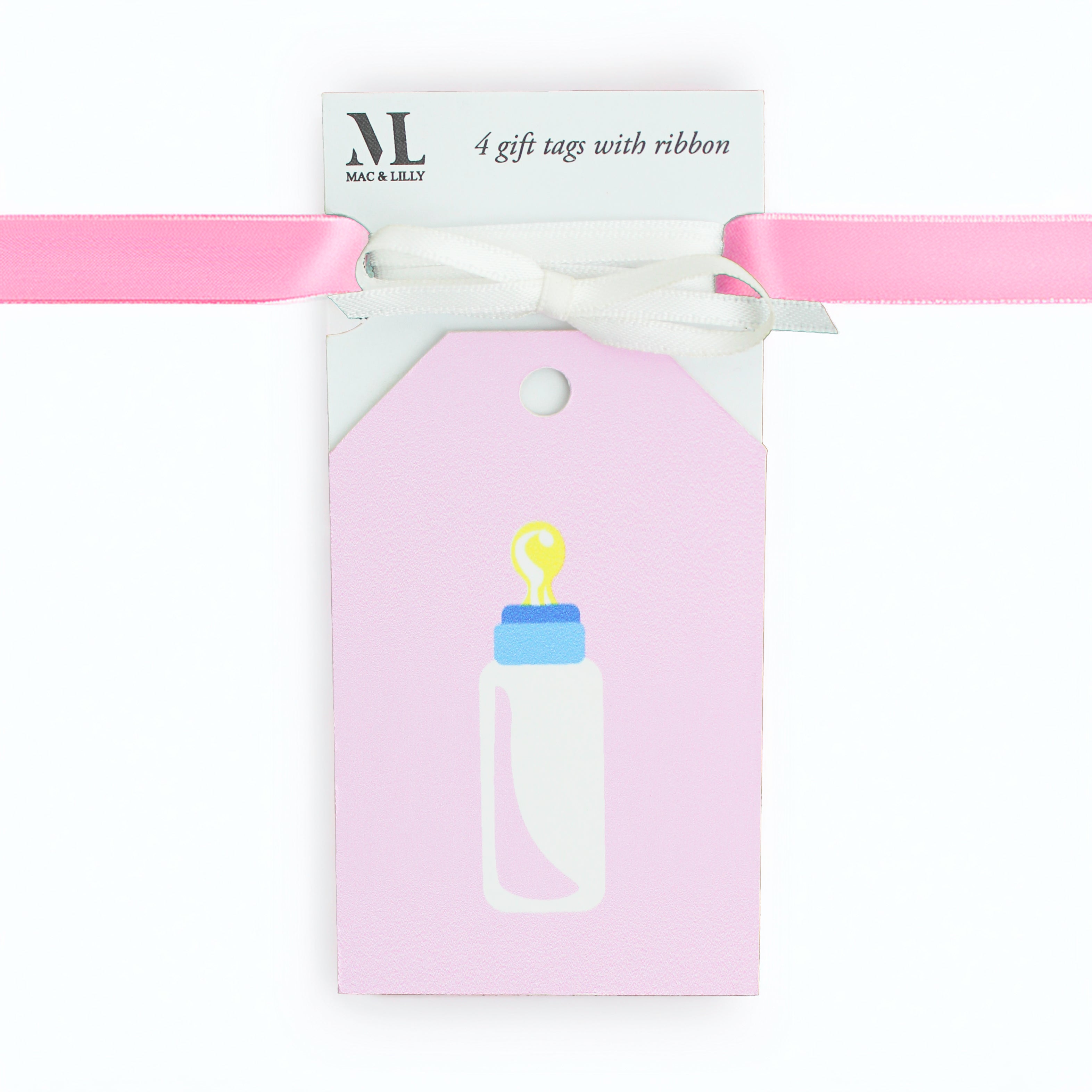 Baby Bottle Luxury Gift Wrap Set – Pink or Blue with Matching Tags